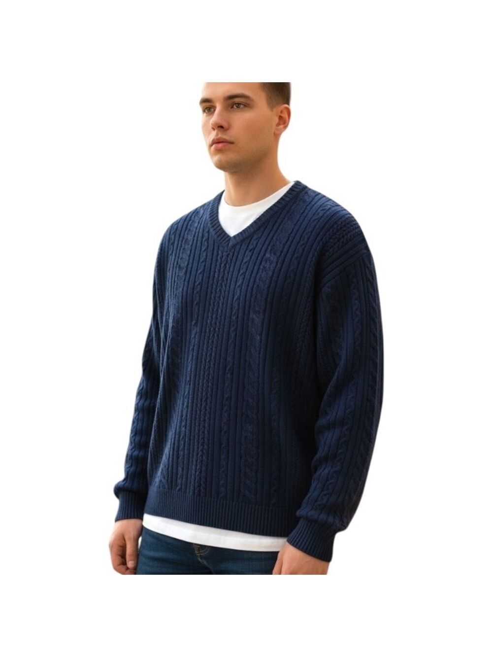 Vintage Tosani Cable Knit Sweater V-Neck Blue XL Classic Preppy Pullover Canada